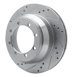 Ford F-350 Super Duty Brake Rotor (1) - Rear Left - R1 Concepts - Drilled & Slotted - Silver - `99-`04